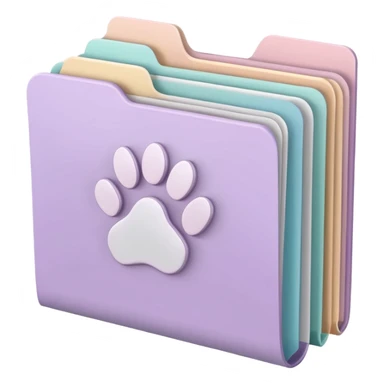 a pastel folder of documents with a pawprint on it sticker
