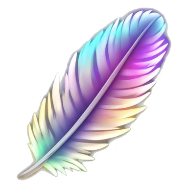 holographic feather with glowing tips and a soft gradient sticker