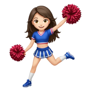 happy long haired brunette girl hazel eyes full body cheerleader sticker