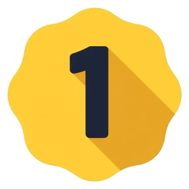 Number 1 on a yellow volumetric background sticker