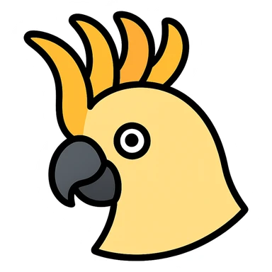 cockatoo head close-up, color icon style, expressive crest sticker