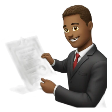 elegant guy signing a certificate sticker