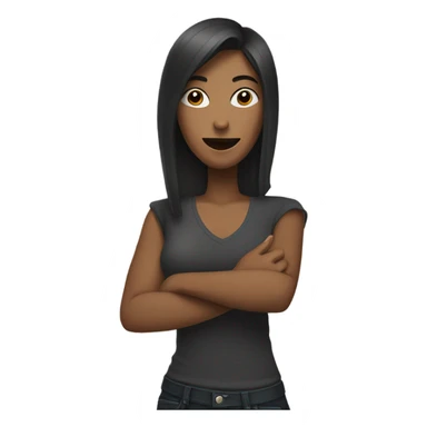 Woman with head down and arm raised up doing rock and roll sign with hand sticker