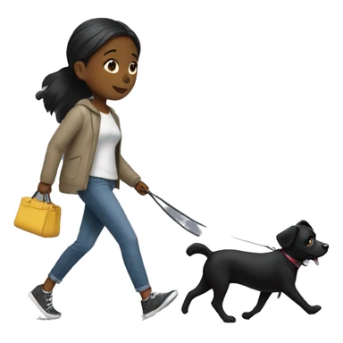 Girl walking small black dog sticker