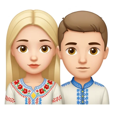 A Ukrainian girl in an embroidered shirt and a Ukrainian boy in an embroidered shirt sticker