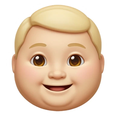 A 3D emoji in iOS emoji aesthetic style of a chubby person with round cheeks and a happy smile, soft and friendly expression, smooth glossy texture, minimal white background. sticker