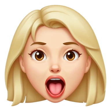 Girl with mouth open and tongue out shaking her head sticker