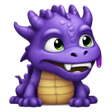Dragon with purple beeing sad and crying sticker