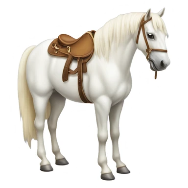 vanilla white horse standing up by itself with a saddle on it but no people sticker