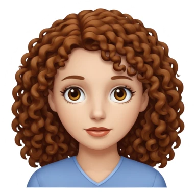 A white woman with brown curly hair and black eyes sticker