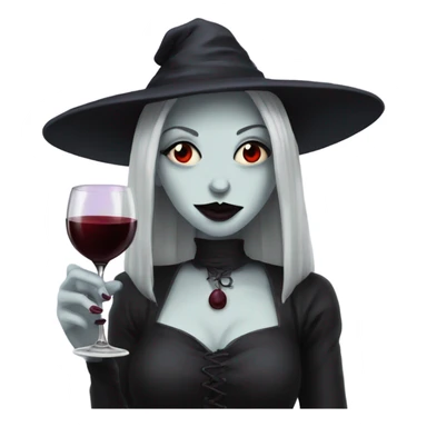 Pale goth witch drinking red wine sticker