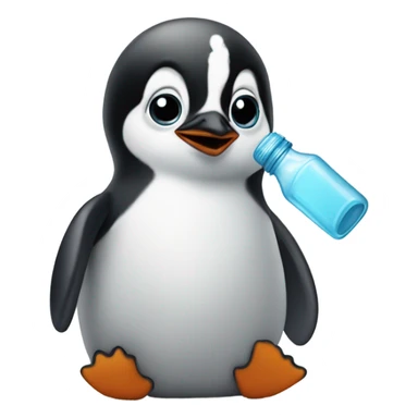 A BABY PENGUIN DRINKING FROM A BOTTLE sticker