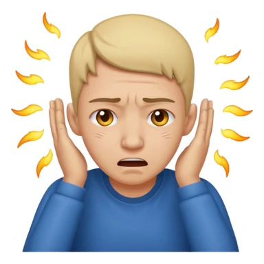 person covering ears, wincing in pain because the sound is terribly loud and hurting ears sticker