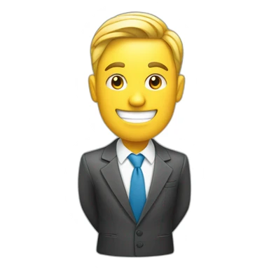 A businessman smile and holding an building in hand sticker