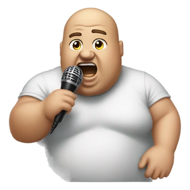 Fat man rapping with a mic sticker