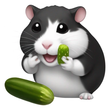 black and white hamster eating a pickle sticker