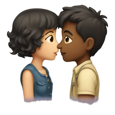 boy and girl kissing sticker
