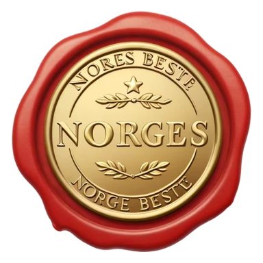 wax seal stamp with text "Norges beste" sticker