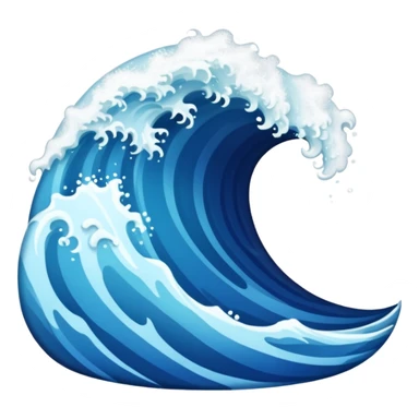 curling blue sea wave sticker