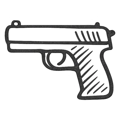 A hand drawn pistol sticker