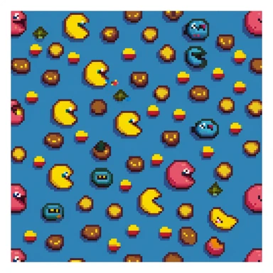Pac-Man character eating dots in 8-bit arcade style sticker