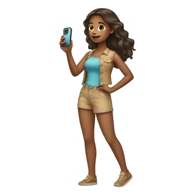 Girl with tan skin taking a selfie full body sticker