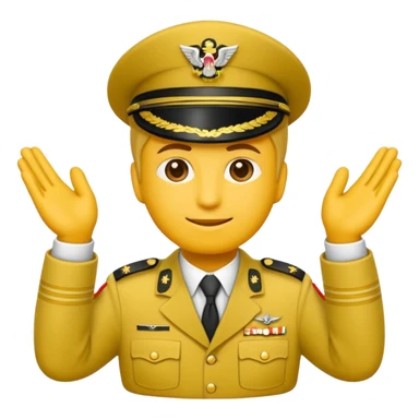Eine salutierenden Emoji (Hautfarbe: gelb ) in Armee Klamotten männlich; salutierend mit der rechten Hand und auf der Höhe der Stirn sticker