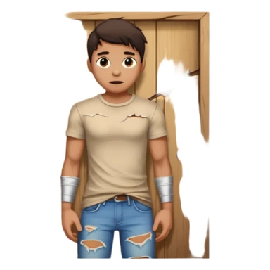 человек зацепился кофтой о дверной косяк\ sticker