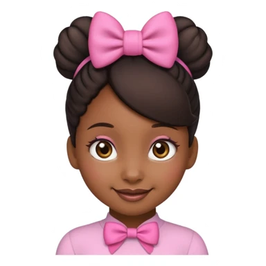 Make a black girl emoji with a bun and a pink bow sticker