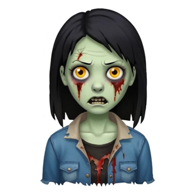 mulher zumbi cabelo liso preto sticker