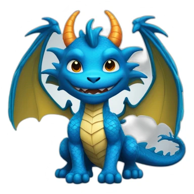 a blue dragon with wings and a superhero costume with crossed arms sticker