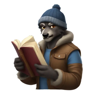 nice werewolf with a beanie reading a book  sticker