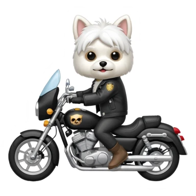 Maltese dog wearing a leather jacket and riding a motorcycle  sticker