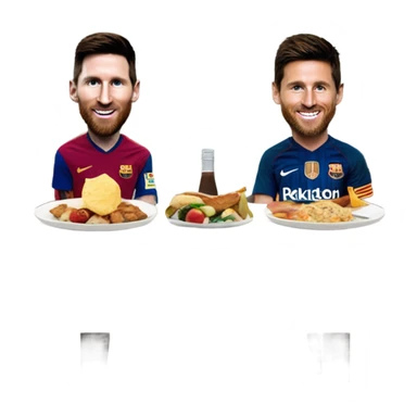 Messi y cristiano comiendo pastel sticker