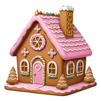  pink and gold and white gingerbread house sticker