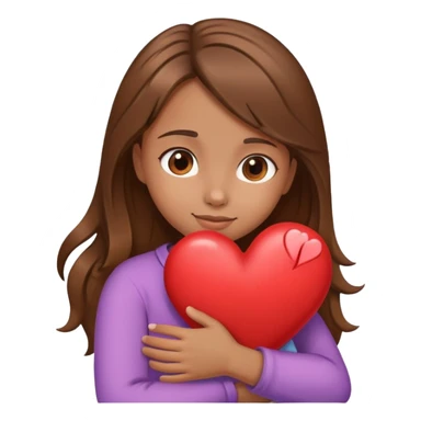Brown hair girl heart hug sticker