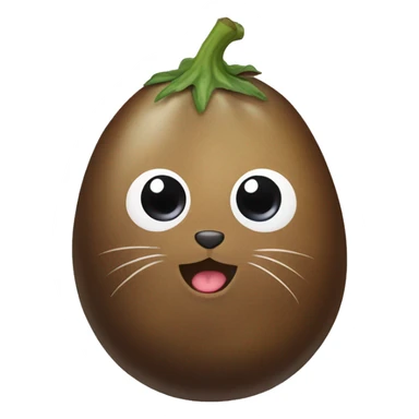 Brown eggplant in cat sticker