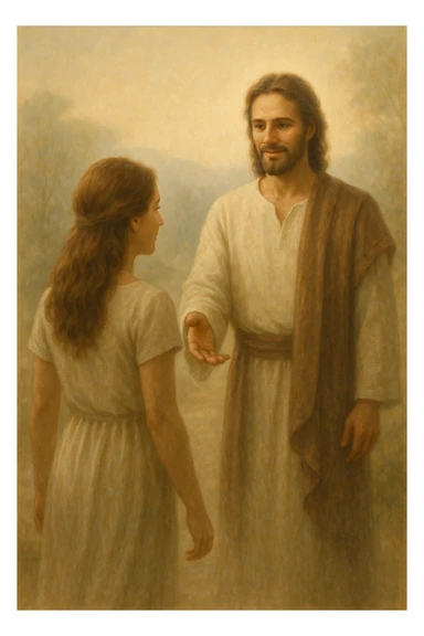 donna che va dall'uomo perchè si sente al sicuro e lo vede come una guida sticker