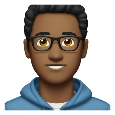 a guy with black straight hair, short black hair, glasses, black eye, very white skin, blue sueter  sticker