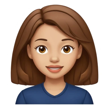 light skin girl with brown hair wearing a navy top, winking sticker