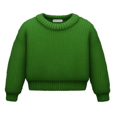 Green cropped oversize wool sweater, isolated sticker