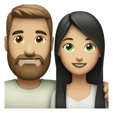 White man BROWN beard and blue eyes and BROWN hair hugging white woman with long straight black hair and green eyes sticker