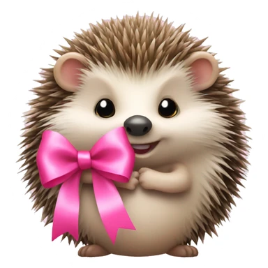 Hedgehog holding a pink bow sticker