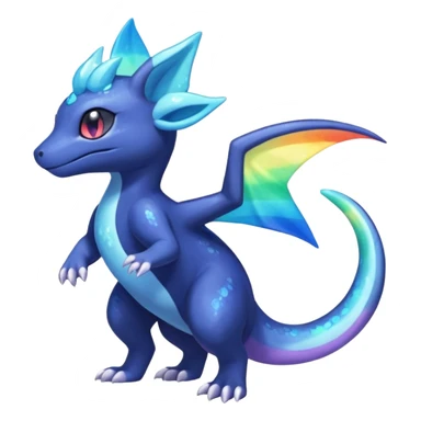 Rainbow crystalic Shiny pastel Nebulae Salandit-Meowstic-Noibat-Fakémon-hybrid-creature (full body)  sticker