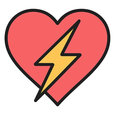 color outline icon of a heart with a lightning bolt sticker