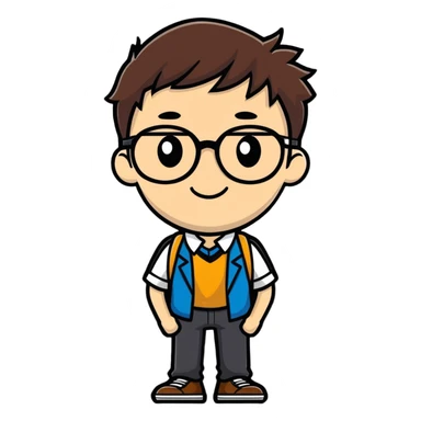 tall brunette hot nerdy boy sticker