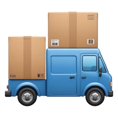 emoji of delivery truck nearby a packaging box sticker