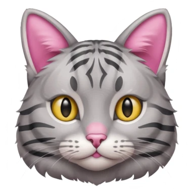 grey tabby cat: pink ears  sticker