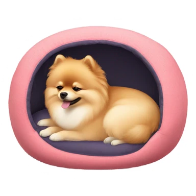 sleeping pomeranian in ping dog bed sticker
