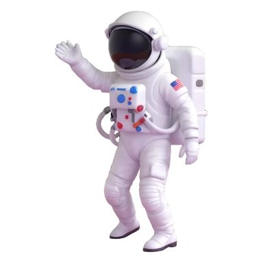 astronaut in white space suit with helmet, gloves and backpack on a planet surface sticker